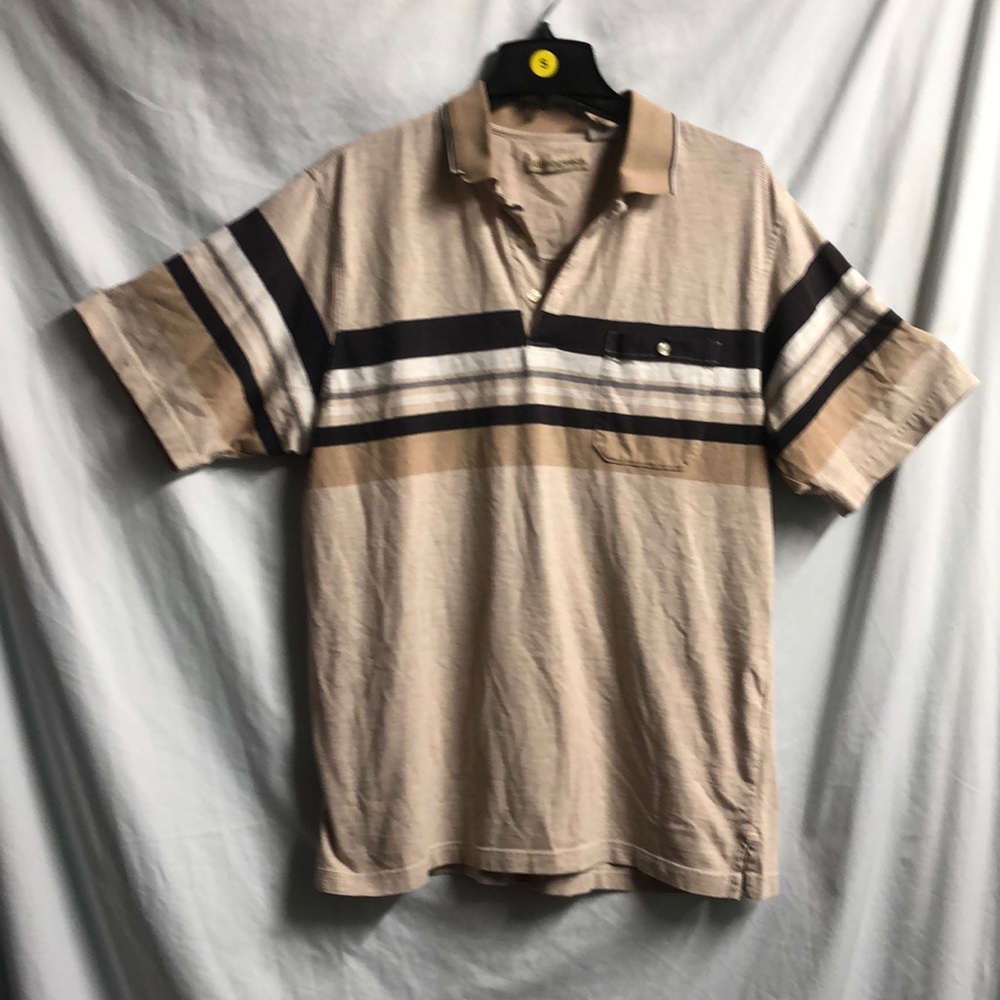 Men’s Munsing Wear brown striped polo shirt XL euc